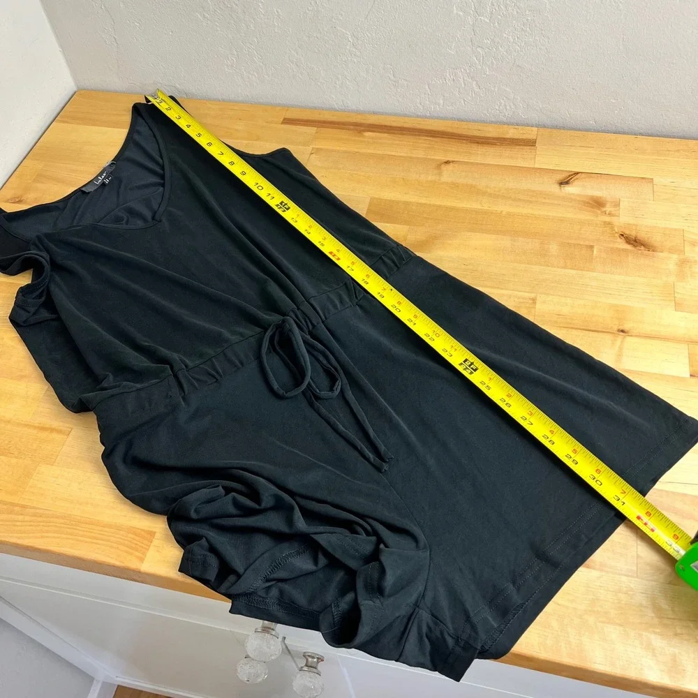 Lulus Romper Sun Charmer Black V Neck Sleeveless Drawstring Waist‎ Jumpsuit M